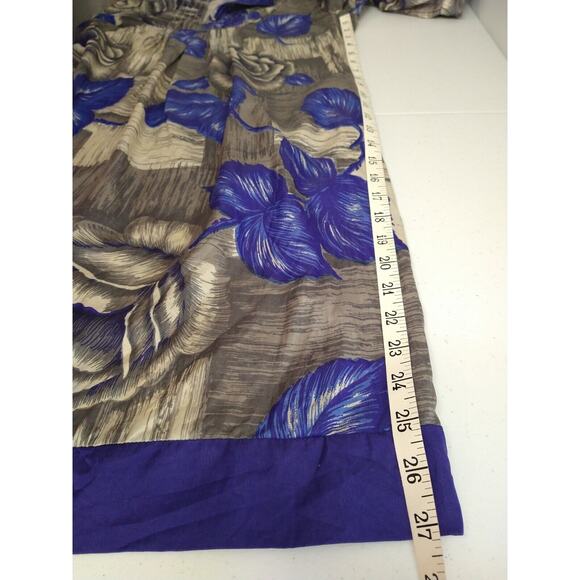 Yoana Baraschi Silk Floral Shift Dress Blue Beige Split V-Neck Pockets Size S - Picture 8 of 13